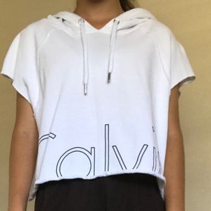calvin klein cropped hoodie and shorts